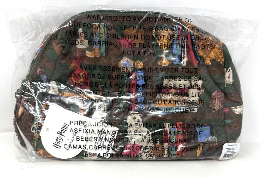 Vera Bradley Harry Potter Cosmetic Makeup Bag Case Hogwarts Library